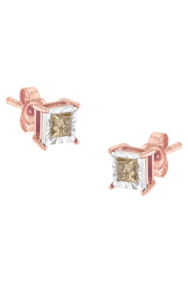 Princess-Cut Square Diamond Solitaire Miracle-Plate Earrings